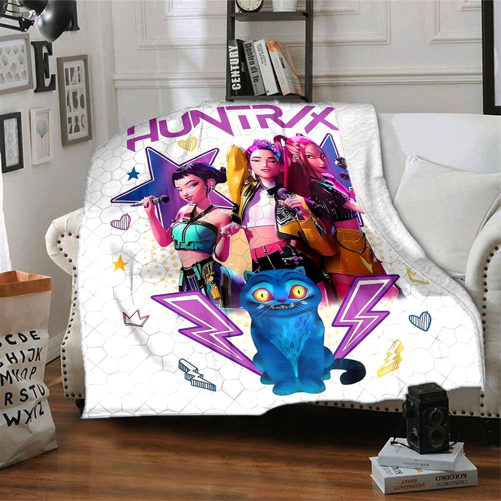 1Pc Huntrax Future Fashion Icons Flannel Blanket, Soft And Comfortable, Casual Warm, Camping Travel, Christmas, Halloween Xmas Gift L1514
