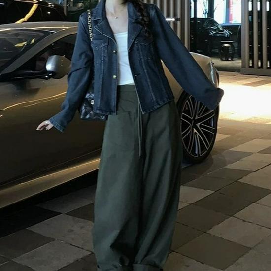 Blues Moment Retro Distressed Denim Jacket for Women, Early Autumn Korean Style