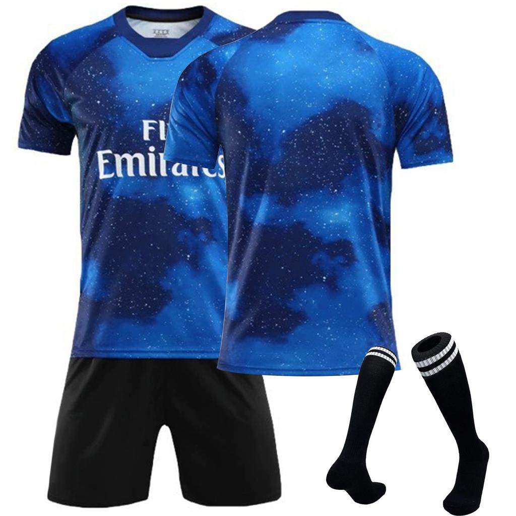 2223 Real-- Sky Pamětní Fotbalové Dresy Šortky Ponožky Sada Nové Šortky Ponožky Velikosti pro Dospělé Oblečení