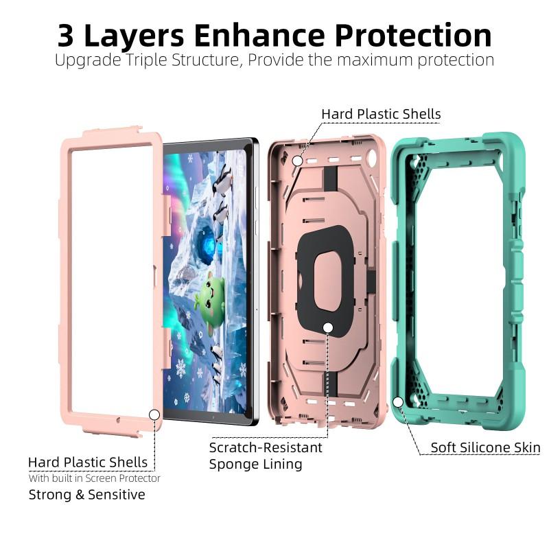 11 Inch Tablet Case With Kickstand Shockproof PC Silicone Cover Adjustable Back Strap IPad Android Tablets