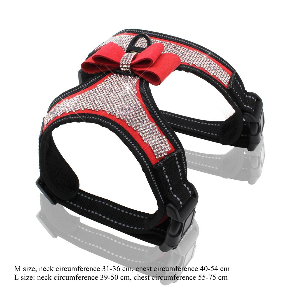 Popular Rhinestone Pet Chest Strap Punch Dog Chest Strap Reflective Nylon Strap Dog Leash