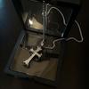 Cross flower diamond necklace European and American style hip hop men's high niche design cross women's sweater chain
