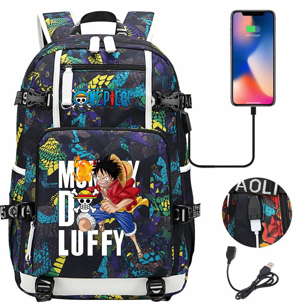 RiMan ONE PIECE Luffy Printed Teen Student School Bag Large Capacity Men's and Women's Leisure Travel Backpack