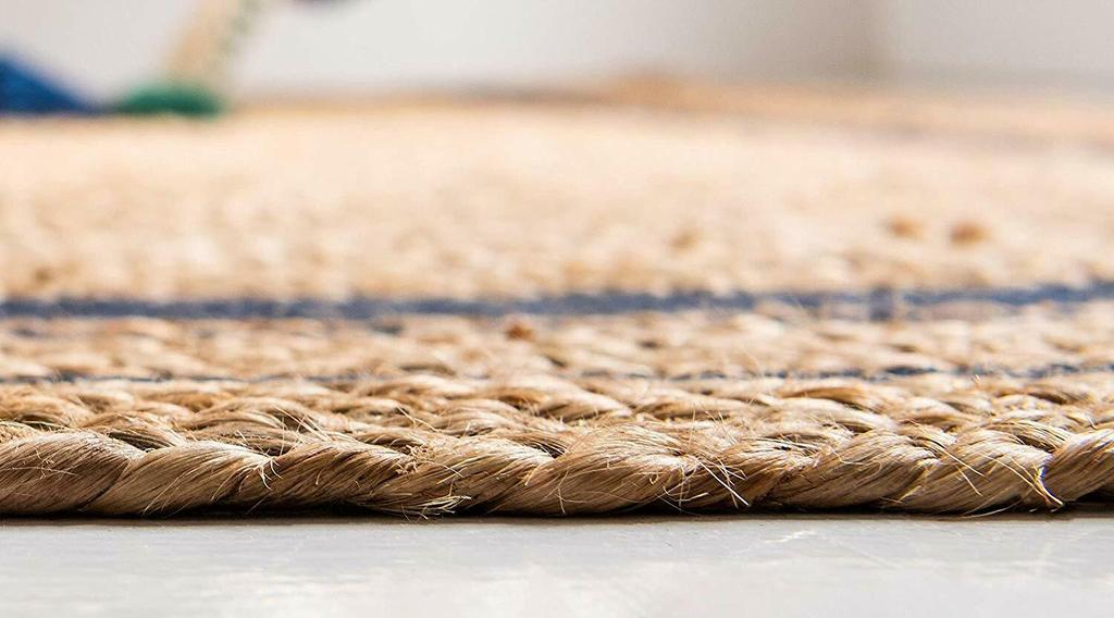 Jute Rug Natural Carpet Rectangle 100% Natural Fiber Area Living Rug Handmade Look