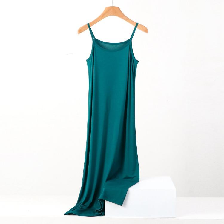 Plus Size Loose Fit Modal Camisole Pajamas Dress Comfortable Anti Exposure for 200 Lbs