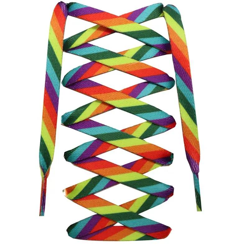 Flat Rainbow Shoelaces for Sneakers Colorful Shoe Laces Colored Gradient Shoelace for Canvas Shoes Lace for Tennis Women Man