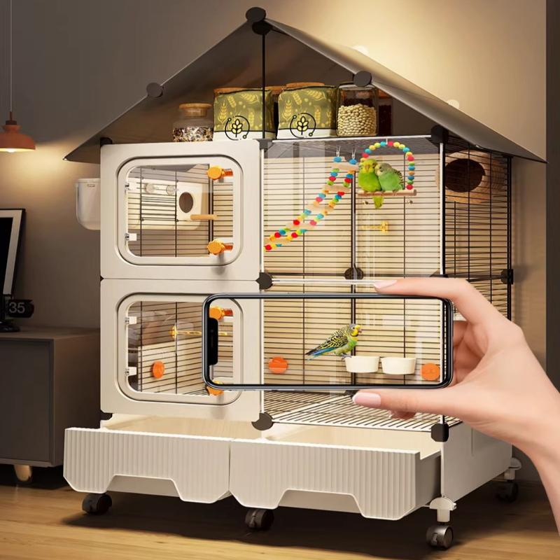 2026 Nuova gabbia di lusso per pappagalli, impermeabile, grande casa per uccelli per maina, spaziosa voliera design per habitat interno premium alimentazione