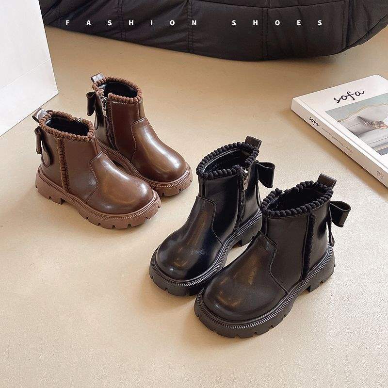 Girls Boots 2025 New Autumn and Winter Children's Princess Martin Boots Foreign Style Large Children's Leather Boots Girls Velvet Short Boots