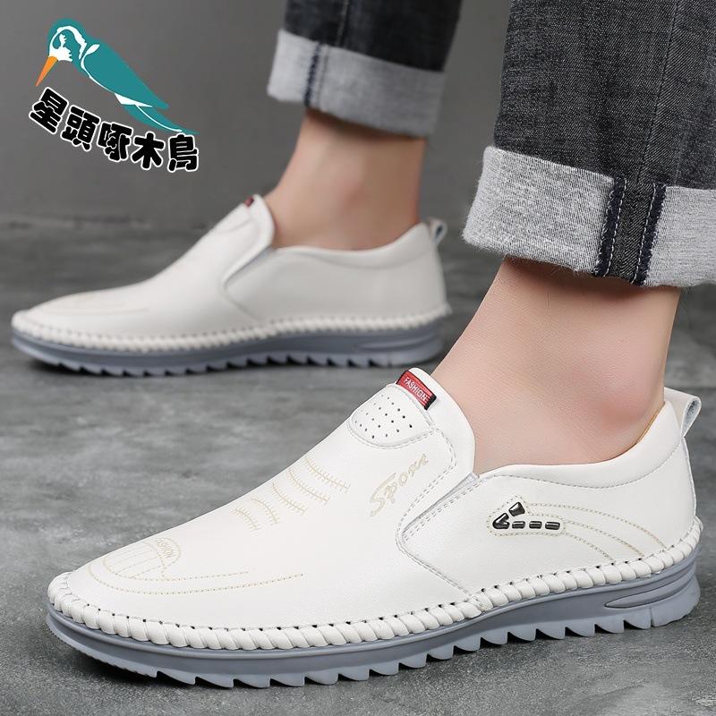 Star-headed Woodpecker Men's Leather Sandals Summer Breathable Hollow Middle-aged and Elderly Hole Shoes Leather Shoes