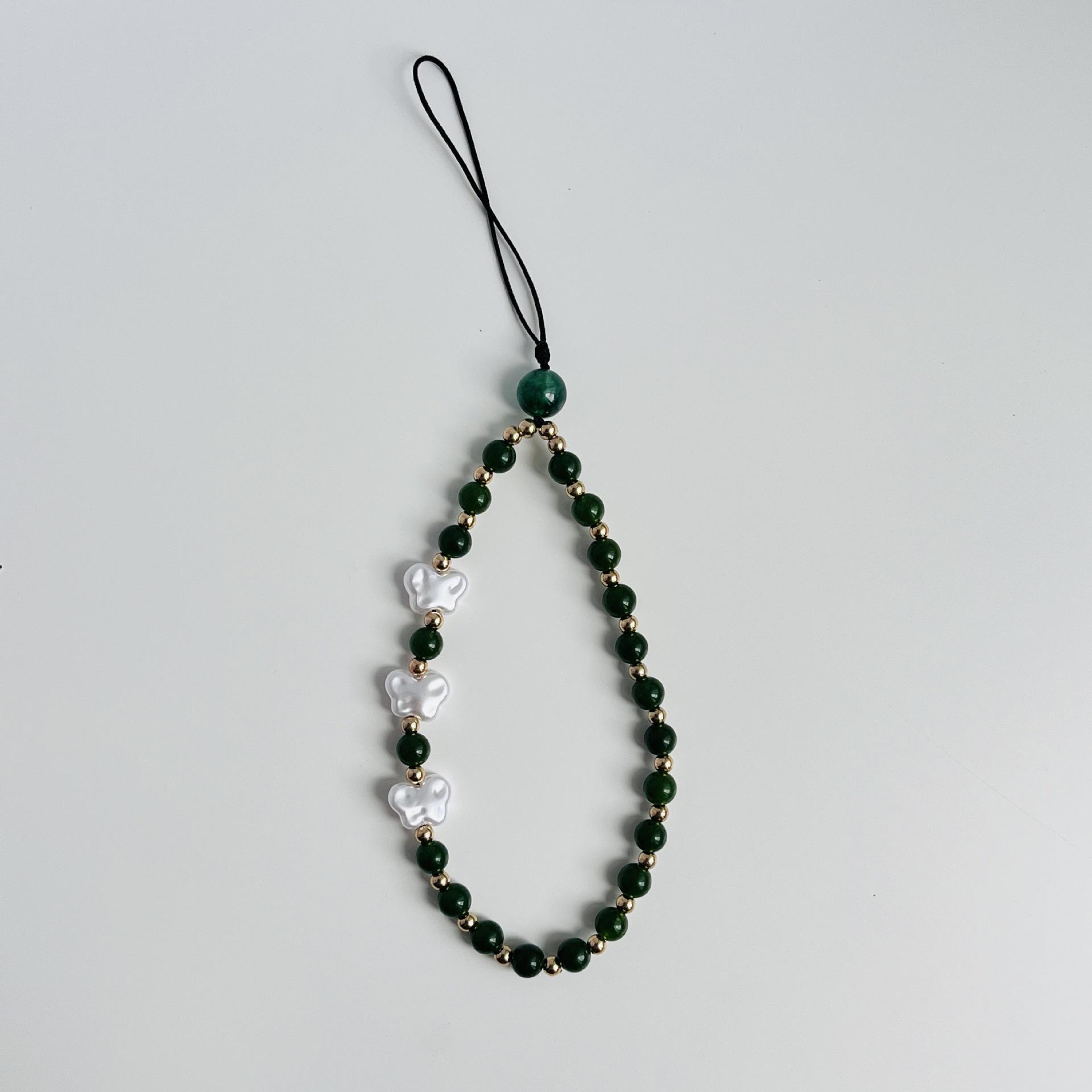 Vintage Chinese-Inspired Pearl & Butterfly Stone Phone Lanyard