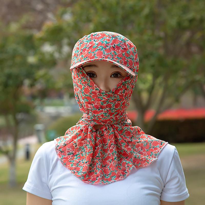 New summer outdoor tea picking sun hat women's face protection neck protection sun protection mask hat integrated neck protection sun hat women