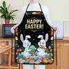 1pc Easter Bunny & Egg Apron - Floral Black Design with Bunny Ears Suitable for Cooking, Baking, Gardening, Housework - Apron for &, Spring Apparel Fo