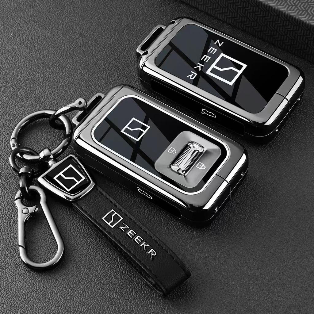Car Accessories Zinc Alloy TPU Key Case Cover Holder Chain For ZEEKR Zeekr 9X 2024 2025 Fob Smart Remote Control Key Protection