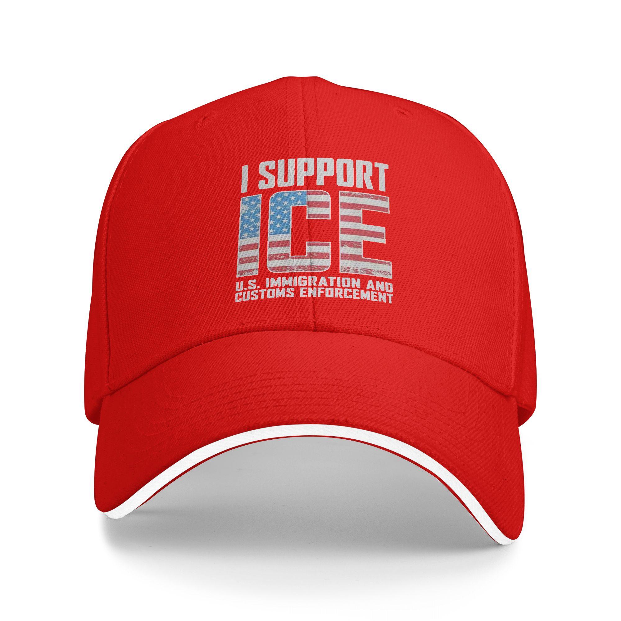 

YK I Support ICE Us Immigration and Customs EnforceUnisext Ladies Baseball Caps Unisex Tactical Peaked Cap Women Sport Coquette Hat One Size