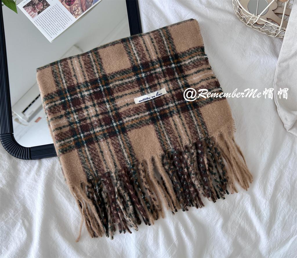 Scarf winter women's high-end sense new plaid Korean version couple shawl red cold-proof versatile thickened scarf