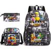 Large Capacity Schoolbag with Shoulder Strap; Student Three-piece Pencil Case Set