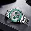 Pagani Design Men's Watch Seiko Quartz Movement Chronograph Waterproof Ceramic Bezel Stainless Steel Strap Green