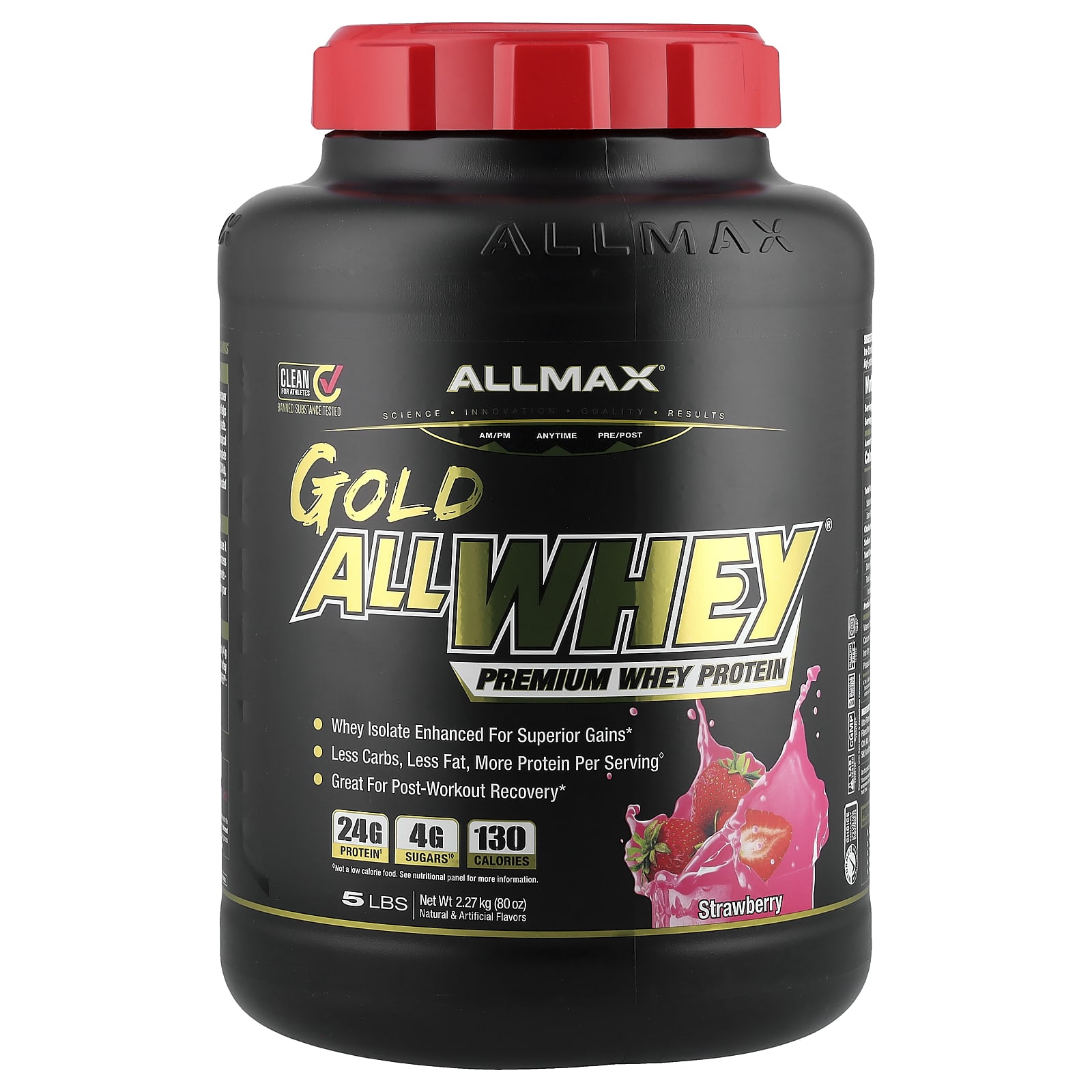 

Allwhey Gold, Premium Whey Protein, Strawberry Flavor, 2.27Kg(5Lb)