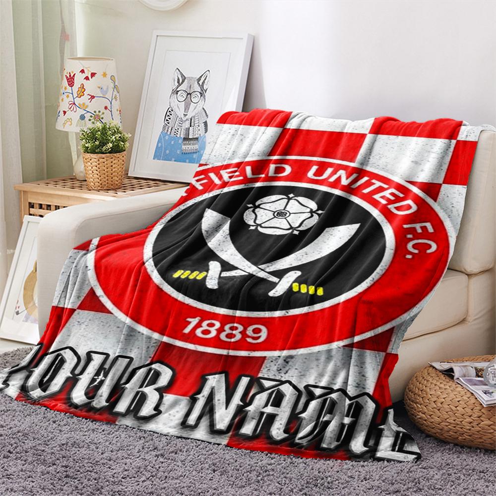 1PC Custom Name Sheffield United FC Patterned Flannel Blanket Suitable For All Seasons for Home Decor Warmth and Comfort Gifts Holiday Present