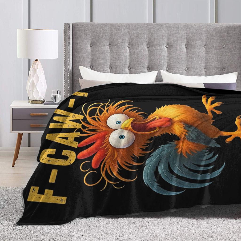 F-Caw-F Chicken Funny Blanket Fleece Decoration Multi-function Lightweight Throw Blanket for Bed Bedroom Plush Thin Quilt