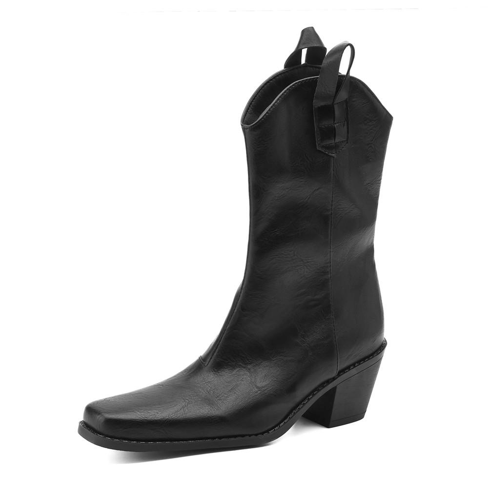 New Women Wedge Boots High Heel Ankle Boots Winter Pointed Cowboy Boots Fashion Western Booties Woman Shoes Size 34-43