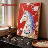 DIY Pearl Painting Set White Horse Pattern Home Decoration Handmade Sticky Diamond Creative Canvas Pearl Art Painting Crafts Perfect Gift