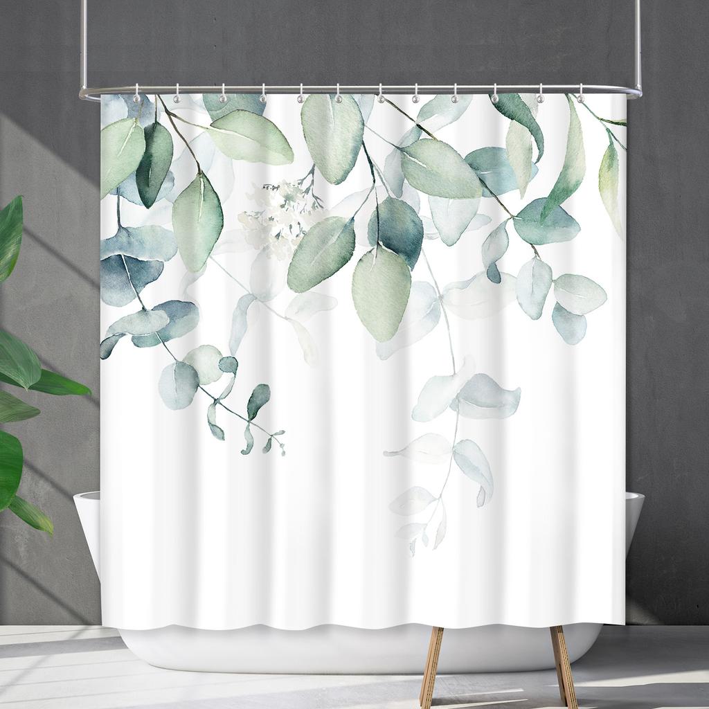 Duschvorhang Wasserdicht Und Schimmelresistent 3D Digitaldruck Pflanze Blume Und Gras Duschvorhang Badezimmer Trennvorhang