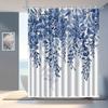 1pc Blue Flower Vine Pattern Printed Shower Curtain for Home Bathroom Decoration with Hooks, Polyester Fabric, Machine Washabl
