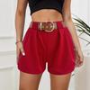 Women's Summer New Casual Temperament Pure Colour High Waist Tie Wide Leg Shorts