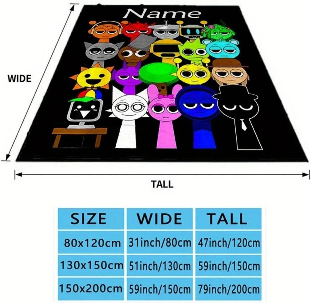 Sprunki deka s jménem na míru flanelová deka pro děti chlapce dívky měkká perfektní na narozeniny cestování nebo domácí postel pohovku dekorace