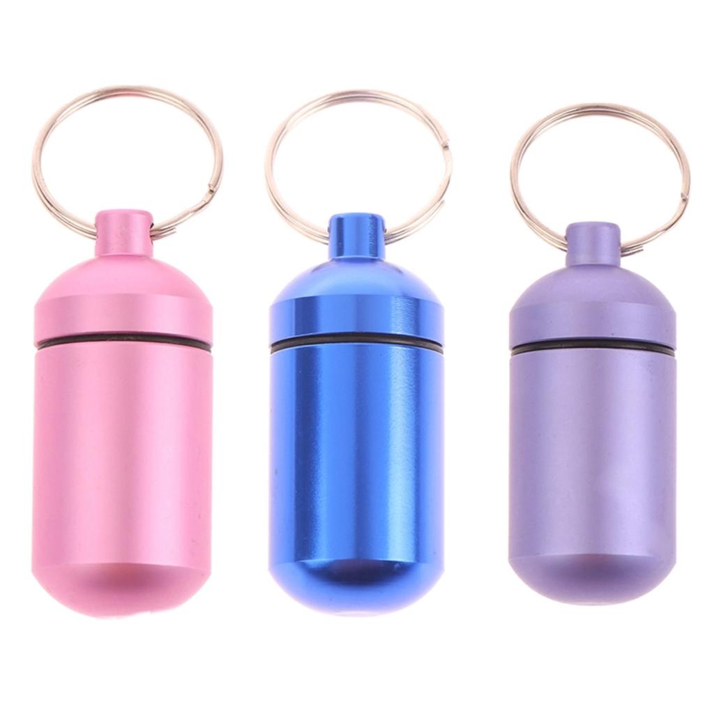 Mini Aluminum Medicine Bottle Waterproof Outdoor Medicine Bottle With Keychain Storage First-Aid Medicine Bottle Sealed