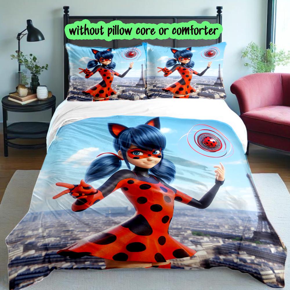 3pcs Ladybug Bedding Set for All Season Use, Cozy Printed Bedclothes Suitable For Bedroom Ideal Birthday Gift for Family