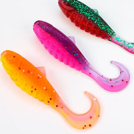 15Pcs 5.5CM/2G Curly Tail Soft Fishing Bait with Glitter Colorful PVC Realistic Bionic Artificial Lure Saltwater Freshwater Fishing Accessories
