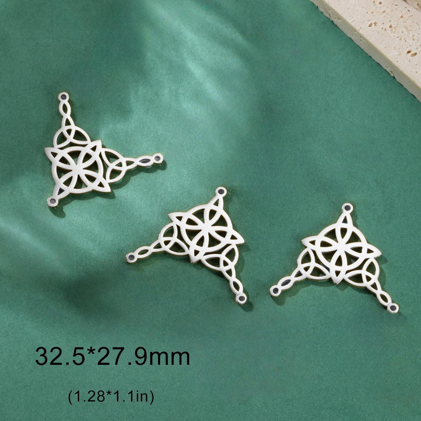 Jeshayuan 3pcs Stainless Steel Hollow Irish Celtic Knot Three Hole Pendant for DIY Jewelry Witch Knot Charm For Women