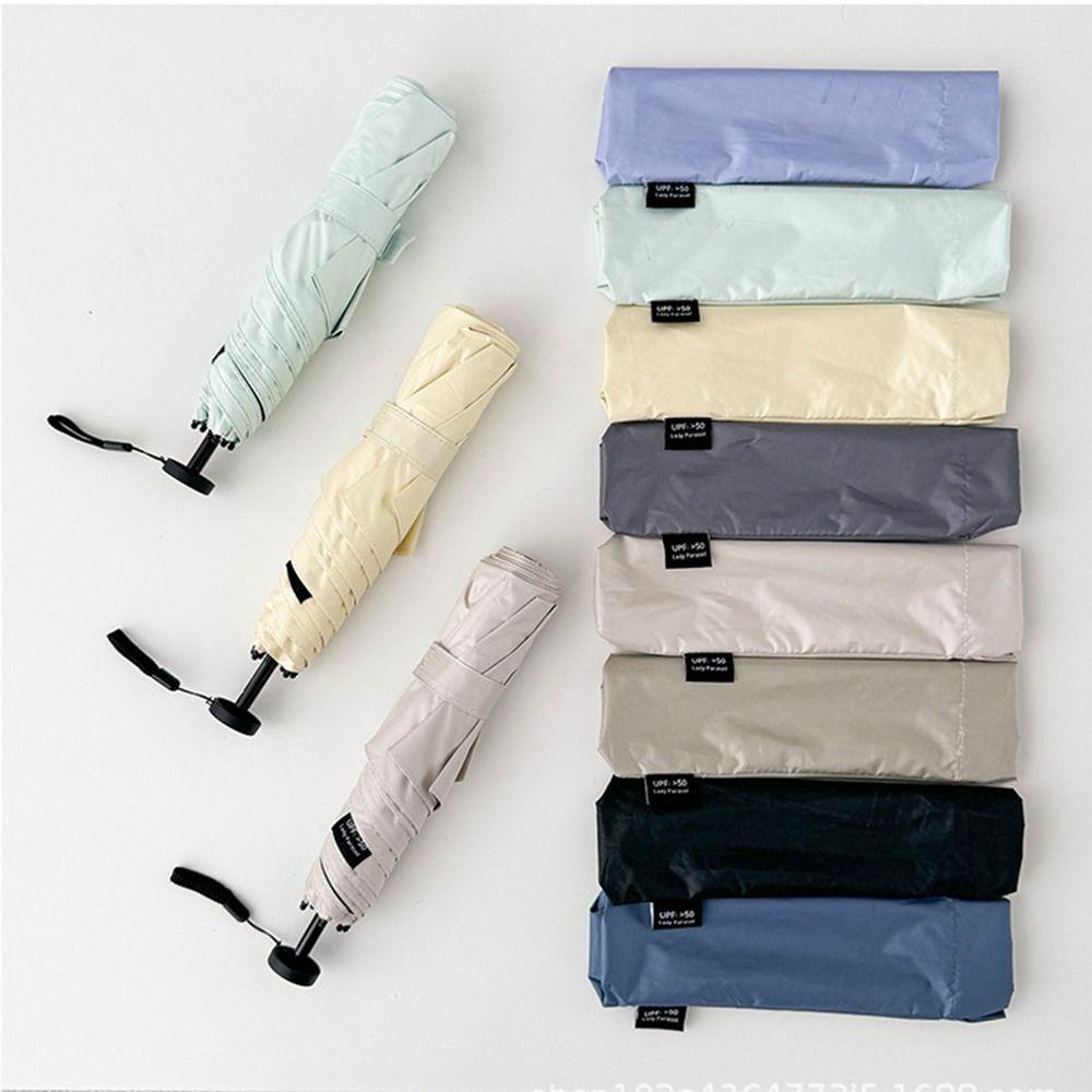 Compact Folding Ultra-Light Umbrella Black Coating Pocket Rain Umbrella Outdoor Use