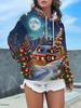 New autumn and winter long sleeved warm hoodie, 3D Christmas printed pullover, long sleeved hooded casual top