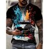 Fashion Men's Crew Neck Short Sleeve 3D Casual Color Printing Casual Short Sleeve Crew Neck T-Shirt