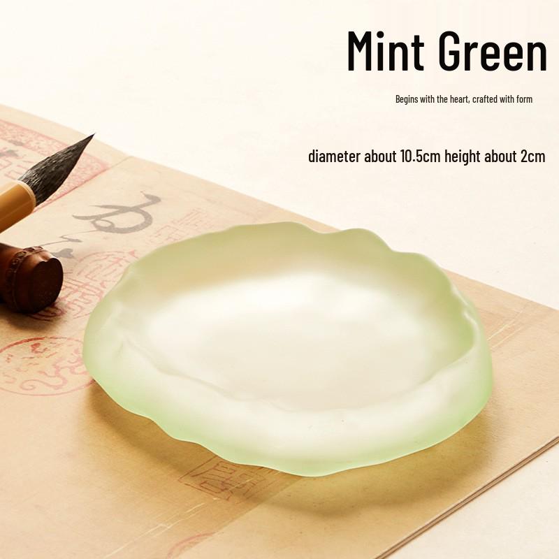 Small Crystal Ink Dish for Calligraphy – Chinese Painting Water Bowl and Brush Rest.