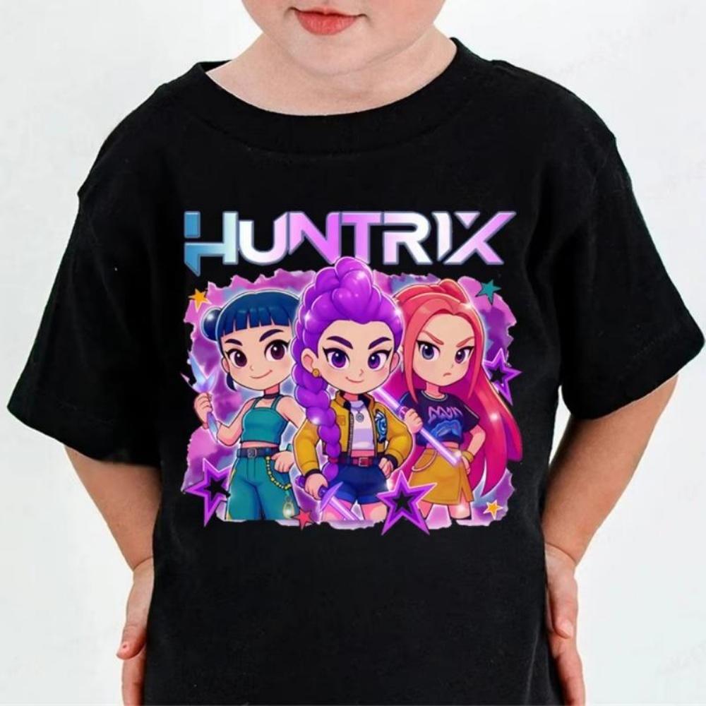 Kpop Demon Hunters Fashion Children's T-shirt Boys Girls T-shirt Summer Comfortable Soft Round Neck Short Sleeve T-shirt