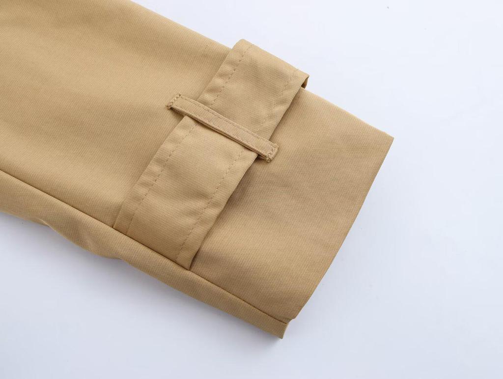 Spring 2025 Women's European & American Style Fashion Print Short Trench Coat with Scarf Detail