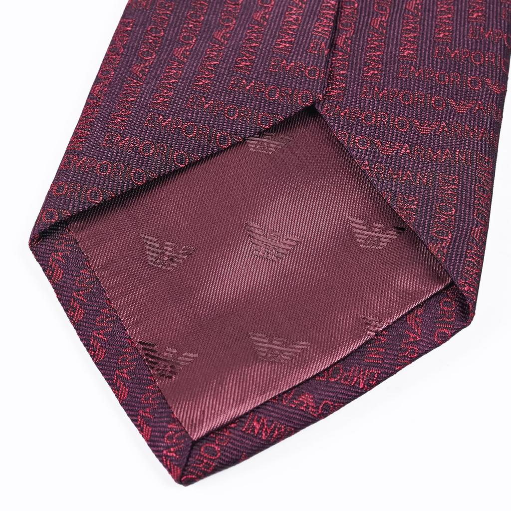 [Emporio Armani] Emporio Armani Men's Tie, 7.5cm wide, 100% Silk, Chevron Motif, Bordeaux, MADE IN ITALY, 340075 3R604 00176 [Item]