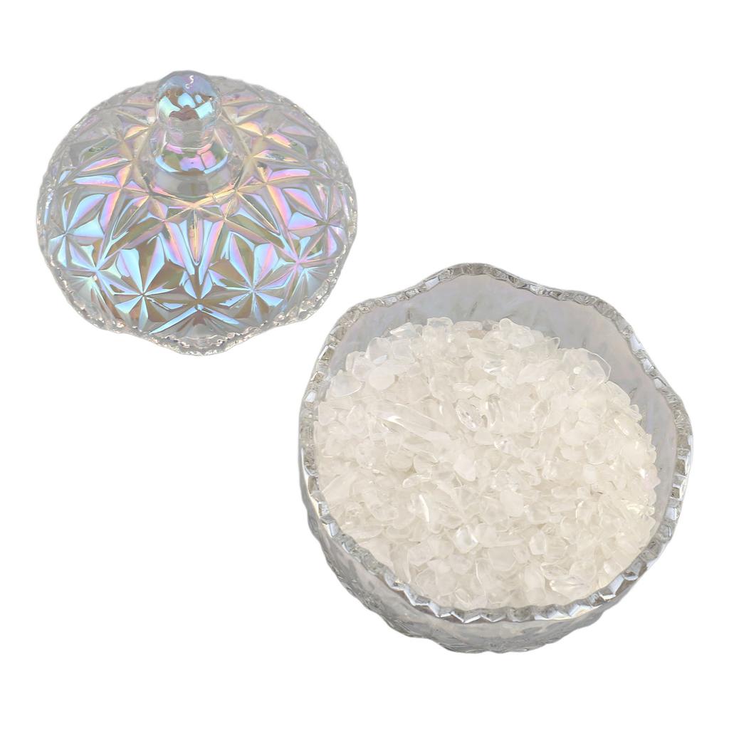 Crystal Glass Jar 400g White Crystal Degaussing Bowl Elegant Exquisite Candy Jewelry Container with