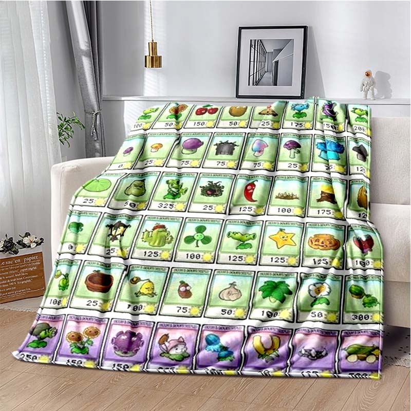 Coperta in Flanella Stampa P-Plants Vs Z-Zombi Morbida Calda Plaid Leggera Accogliente Coperta per Camera da Letto Divano Viaggio Casa Decorazione Festiva Regalo