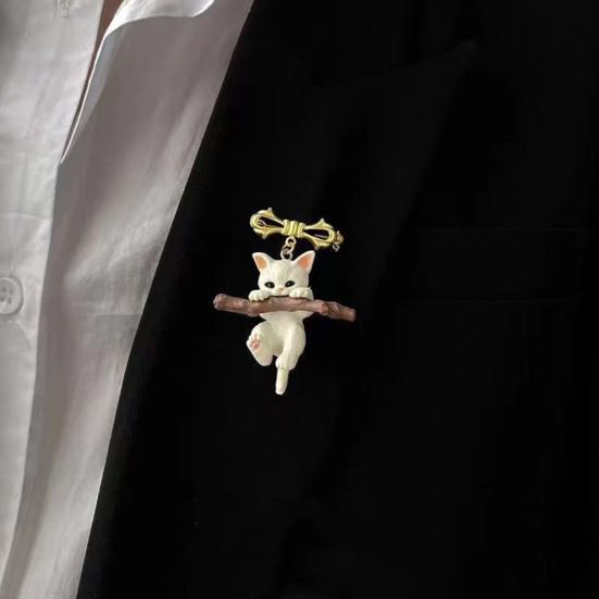 Broszka damska Kok Kot Objęcie Gałązka Design Pin do klapy Klamra antypoślizgowa Zwierzęcy urok Odznaka na szalik Akcesoria do odzieży i toreb