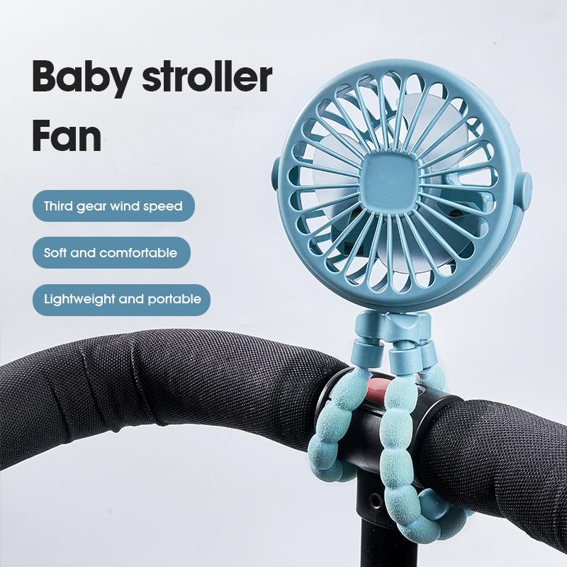 Outdoor Baby Stroller Handheld Fan Multifunctional Childrens Stroller Mini Fan Summer Mute Small  Octopus Mini Folding Fan