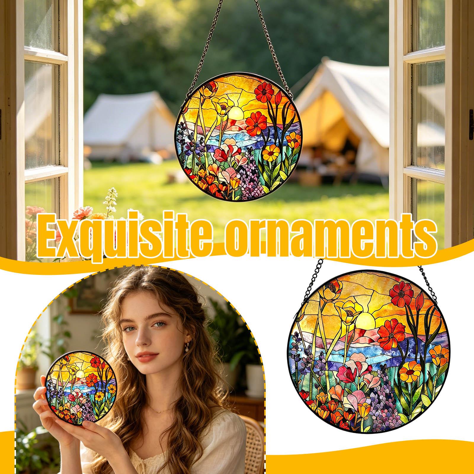 

Stained Glass Window Hanging Puzzle Pendants Garden Kitchen Sunroom Home Décor One Size