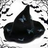 Halloween Knitted Witch Hat with Lovely Butterfly Accent Witch Costume Hat for Adults Costume Parties