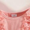 Baby Girl Long Sleeve Lace Trim Bodysuit Dress - Newborn Autumn/Winter Casual Romper