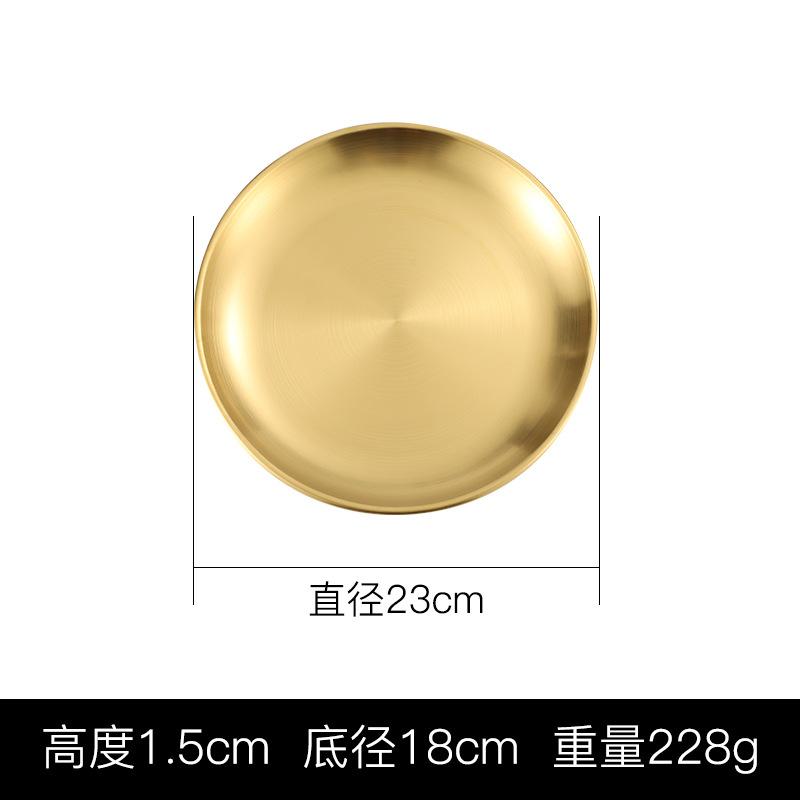 Kitchen Stainless Steel Round Food Tray Korean Style Steak BBQ Buffet Plates Shallow Thicken Durable Dishes Storage Containers
