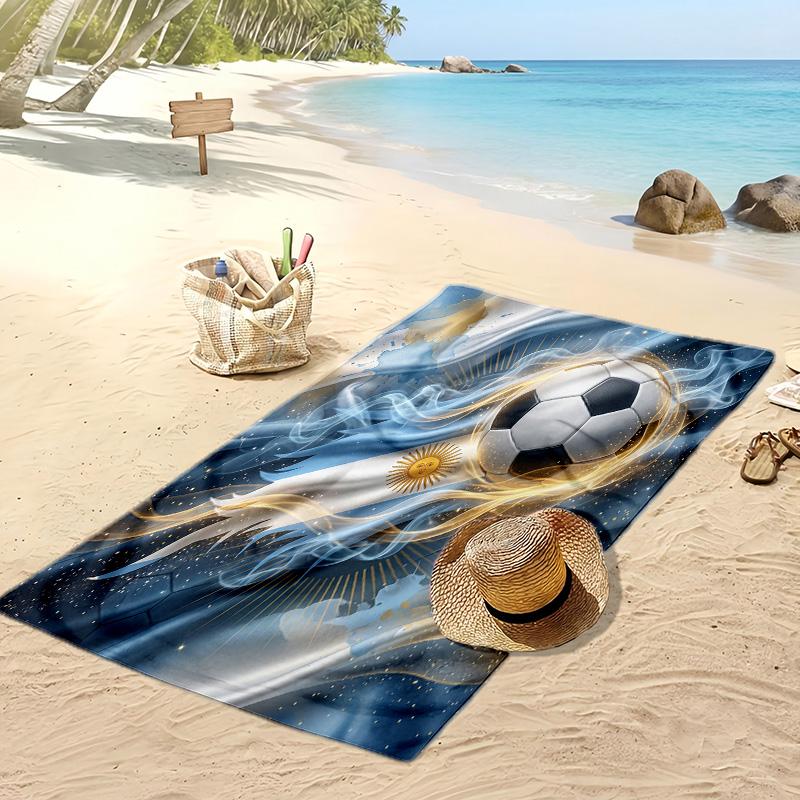 Asciugamano da Spiaggia Stampa Calcio Argentina Asciugatura Rapida Super Assorbente Morbido Asciugamano da Bagno per Nuoto Spiaggia Viaggio Souvenir Regalo per Fan